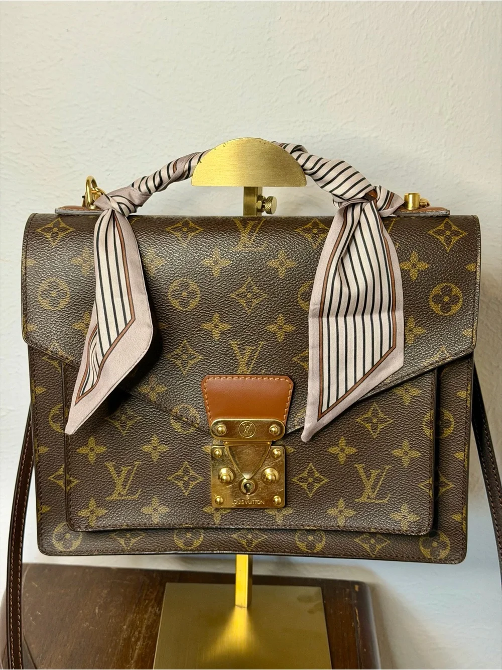 Louis Vuitton Monogram Canvas Brown Satchel with Top Handle and Strap